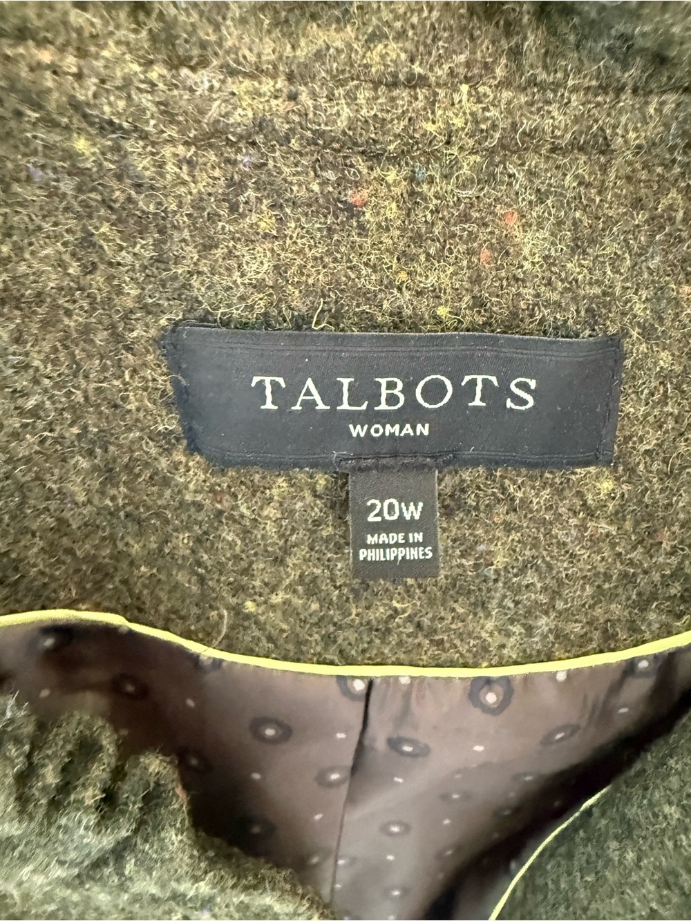 Talbots Moss Green Wool Blend Jacket with Olive Fleck - Picture 4 of 6